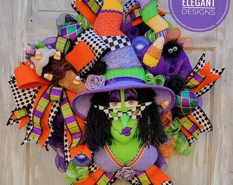 Halloween Wreaths, Witch Wreath, Witchy Witch Wreath, Halloween Decor, Halloween Witch Wreath, Fall Decorations, Fall Wreath For Door