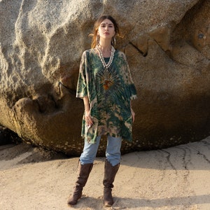 Handmade Galaxy Tie Dye Tunic Dress: Oversized Boho Cotton Top