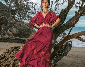 chiffon tea length dresses Georgette Chiffon Tea-Length Dress with Caplet Sleeves and Beaded Trim on Shoulders