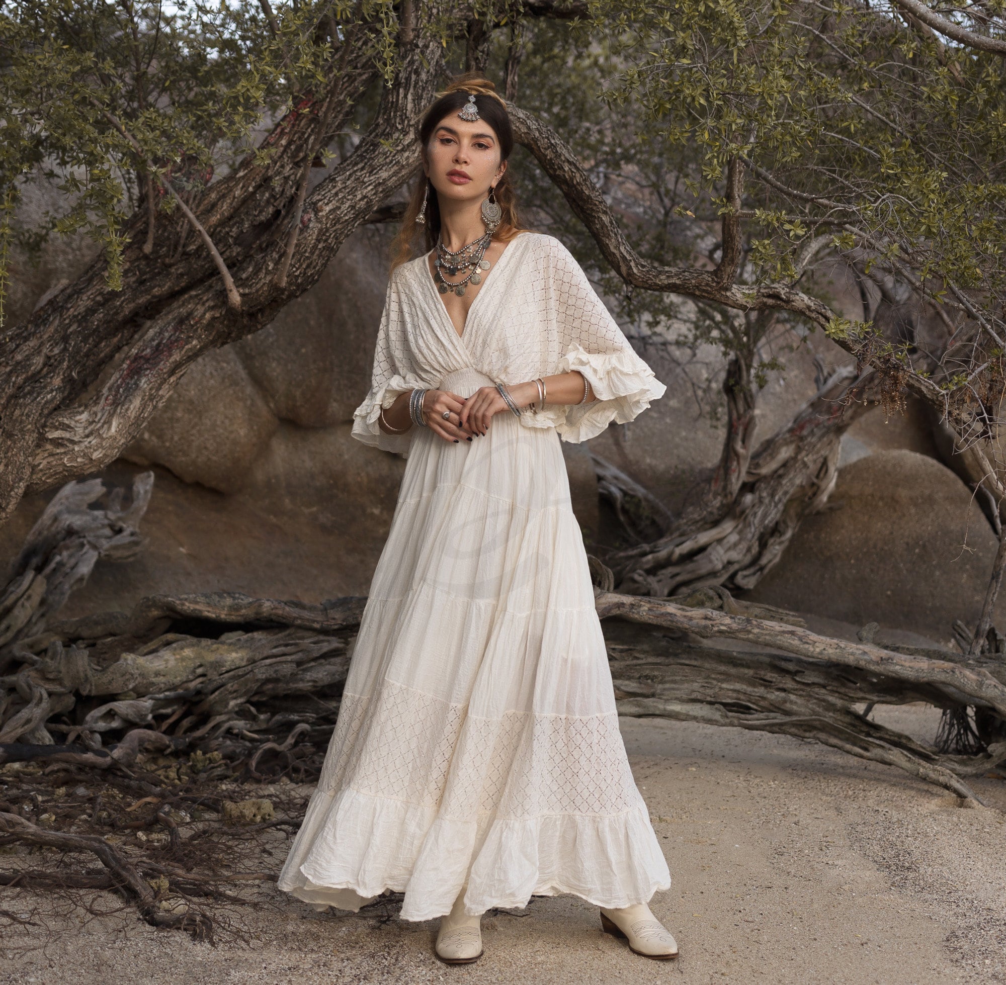 Lunette Cotton Voile Maxi Dress | Boho Lace Trim Kaftan Dress - Etsy