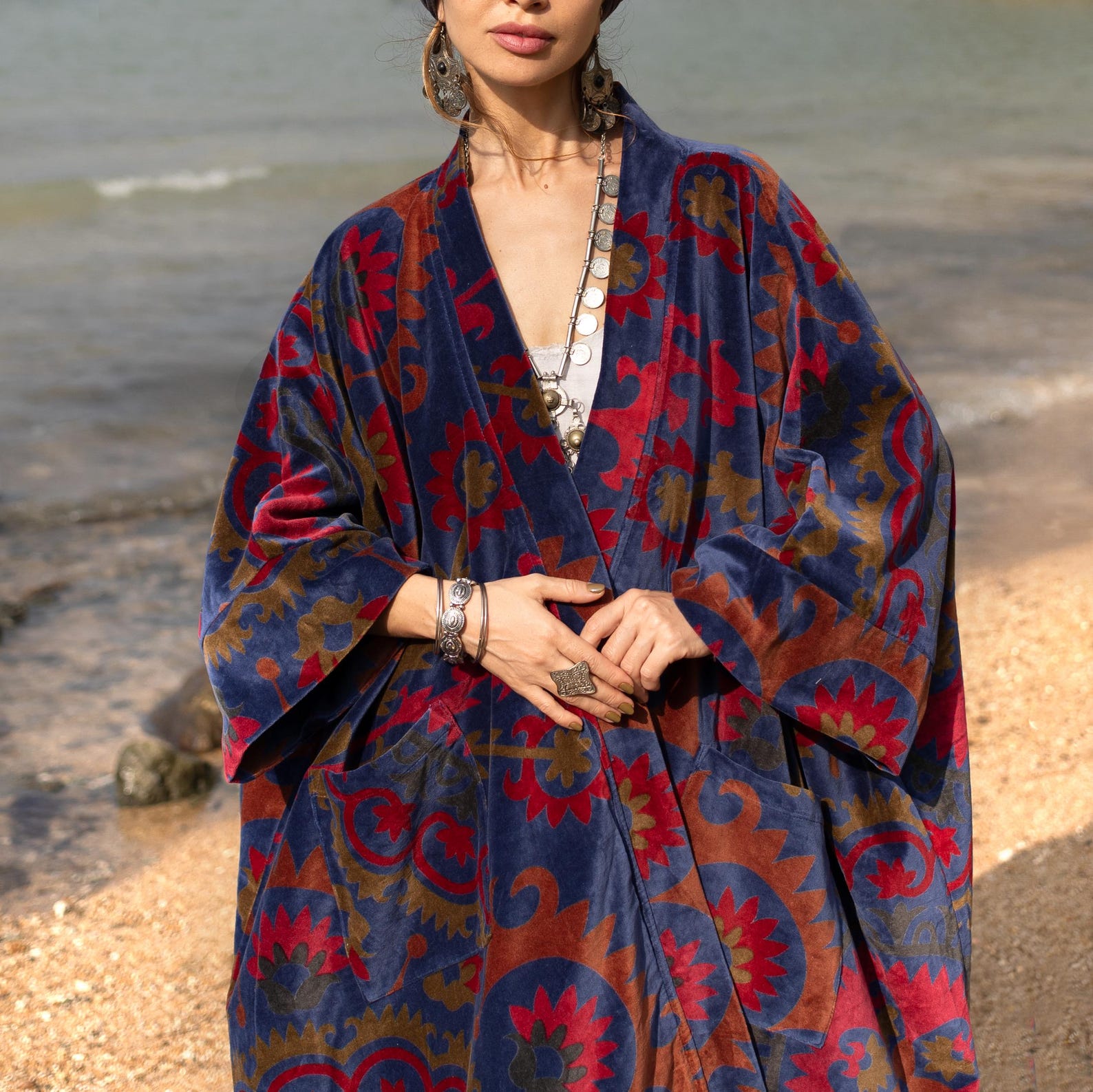 Luxury Velvet Kimono Robe Ruby Mandela Harper Jade Plus Size Boho luxury-velvet-kimono-robe-ruby-mandela-harper-jade-plus-size-boho