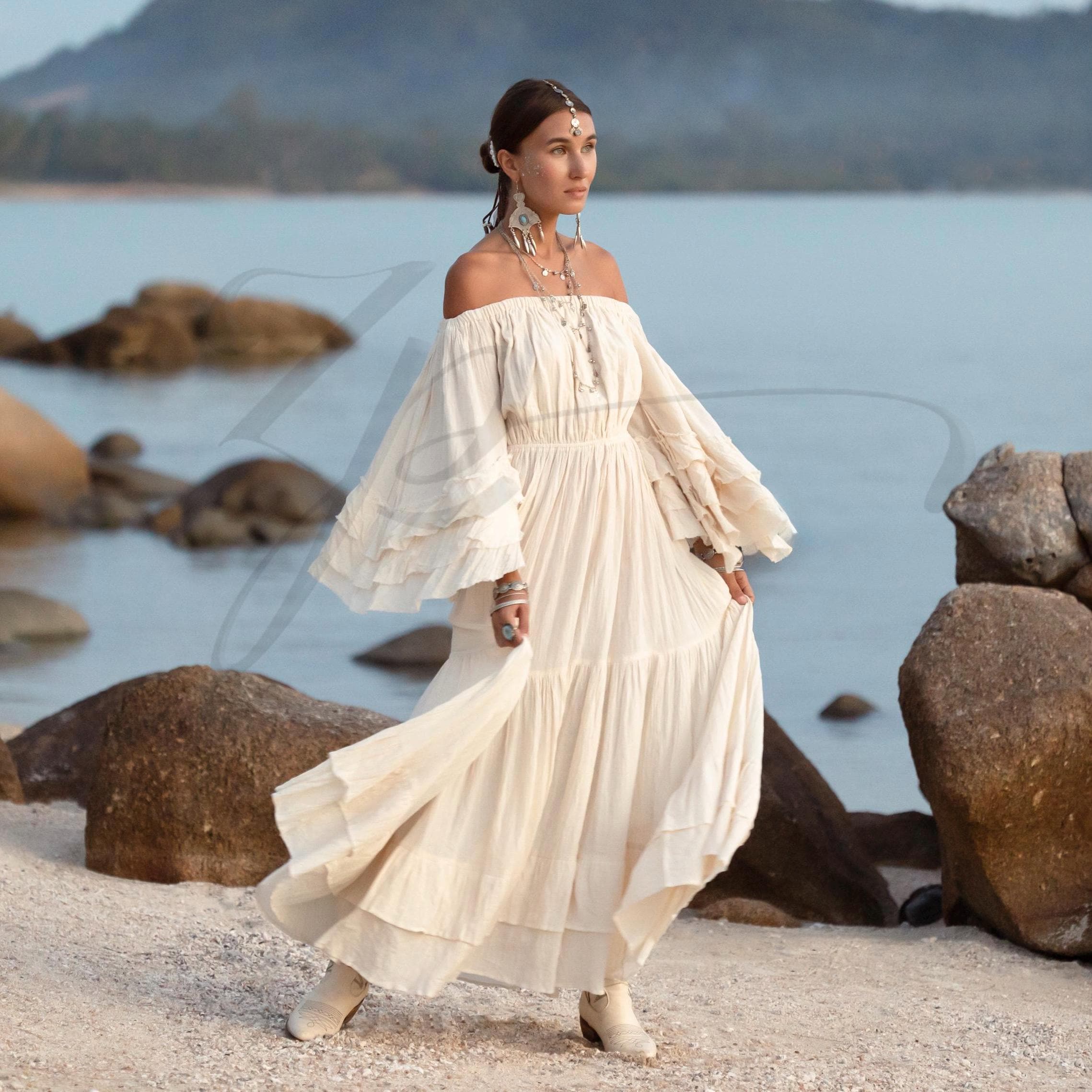 boho dress beige Gaya Dress Beige  Thaluta