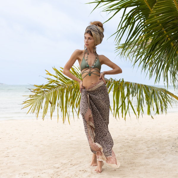 Bichi Sarong Handdruck Strand vertuschen Haarschal Pareo Kopftuch Elegante Baumwolle Voile Besonderes Geschenk Neue Mode Tragen Sommer Besonderes Geschenk