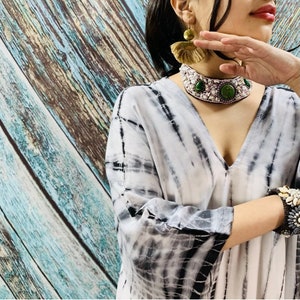 thumbnail image 2 of Beautybatik Women's Tie Dye Kaftan Dress - Plus Size Bohemian Maxi 2 of 14