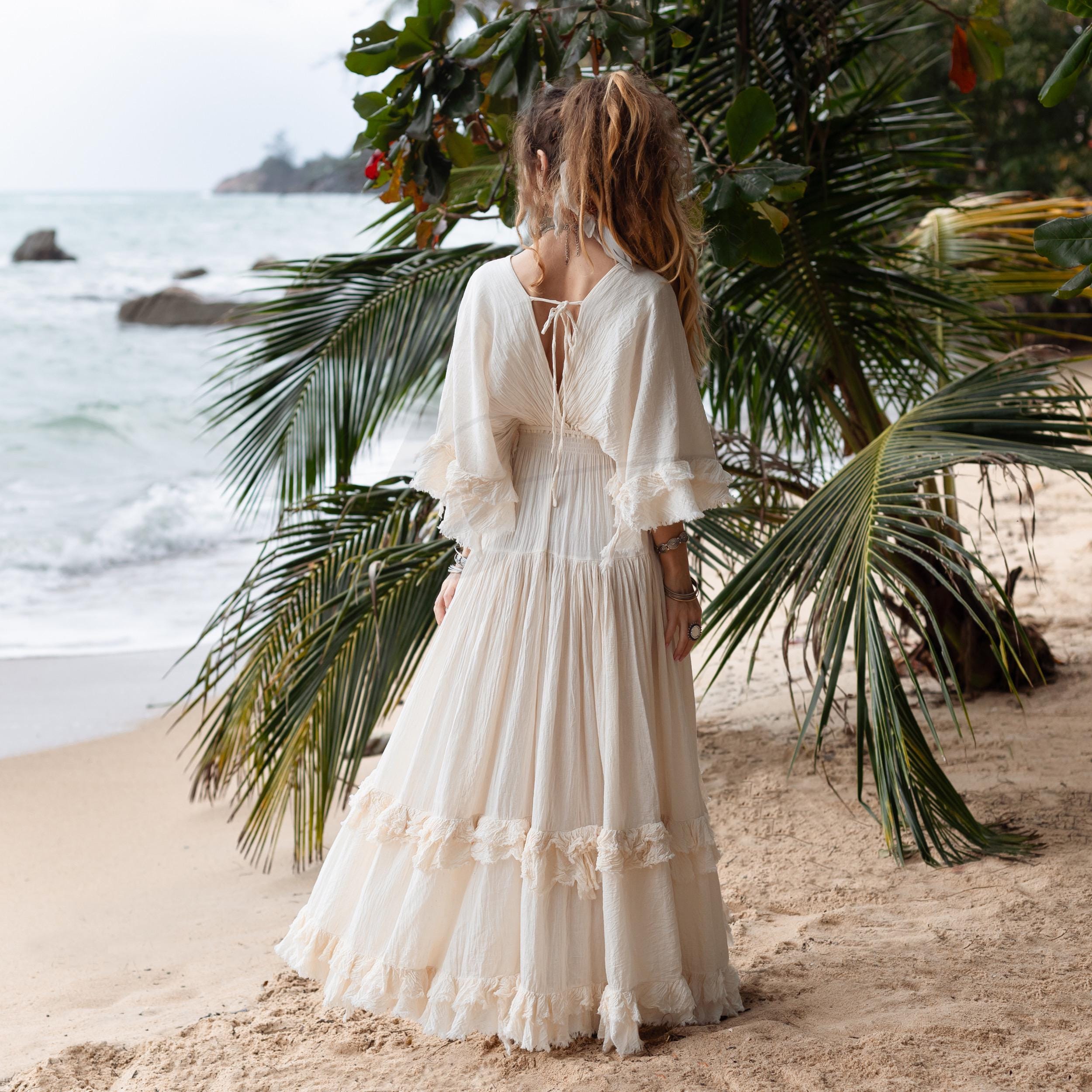 plus size boho white maxi dress Plus Size - Ivory Lace A-line Boho Wedding Dress