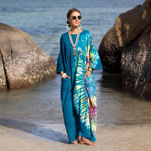 Plus Größe Batik Baumwolle Harem Jumpsuit: Gezeitenblumen Boho Romper - Sadie