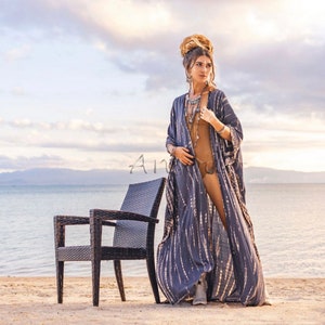 Reina Handmade Tie-Dye Rayon Kimono Duster – Boho Beach Cover-Up