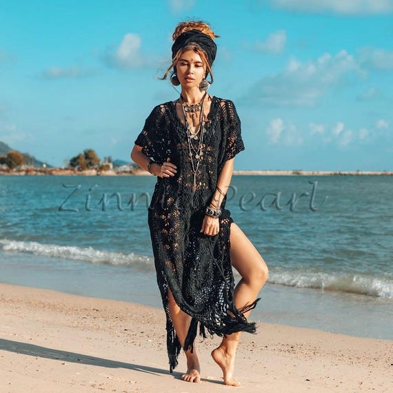 Myko Cotton Hand Crochet Kaftan Tunic Dress Pullover Beach Coverup Festival  Summer Dress Handmade - Etsy UK