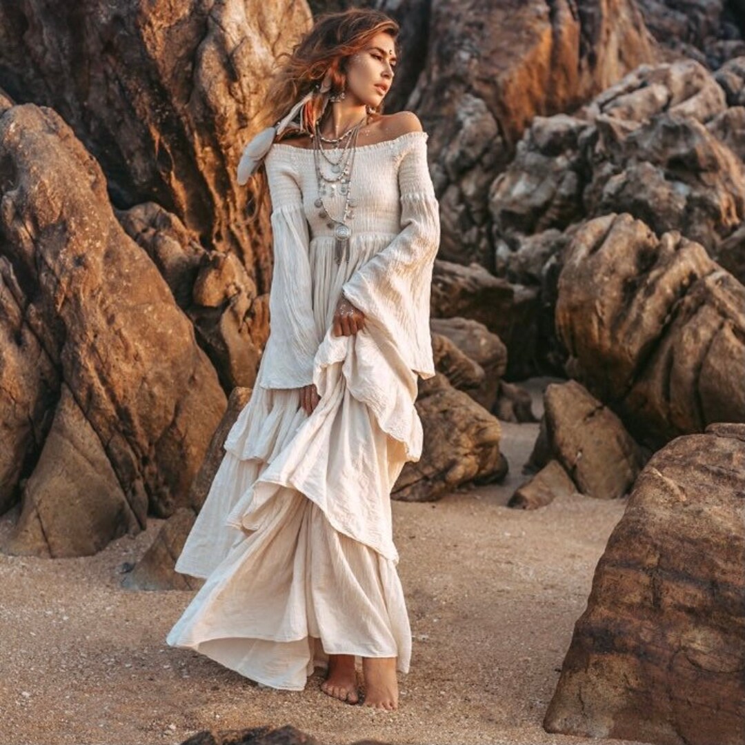 Lucia Off-shoulder Boho Wedding Dress Bohemian Wedding Dress - Etsy
