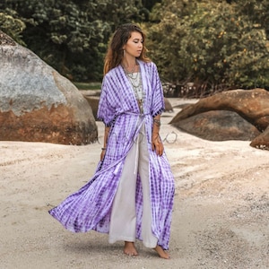 Reina Hand Tiedye Boho Rayon Tie Dye Maxi Dashi Kimono Duster Cardigan One Size Fits XL 1X…Summer Festival Duster Beach Cover up