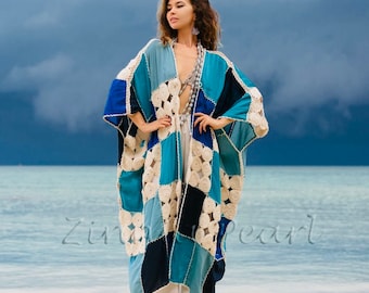 Niya Handmade Crochet Maxi Kimono Duster – Festival Beach Cover-Up