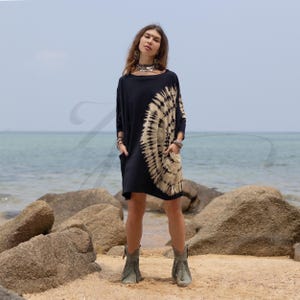 Galaxy Tie Dye Tunic Top: Oversized Cotton Boho Mini Dress