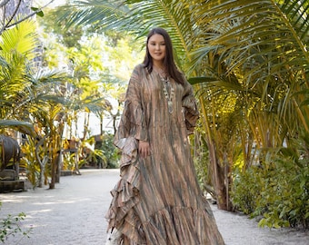 Wild Heart Boho Dress Festival Resort Beach Abaya Engagement Maxi Kaftan Caftan Special Events One Plus Size