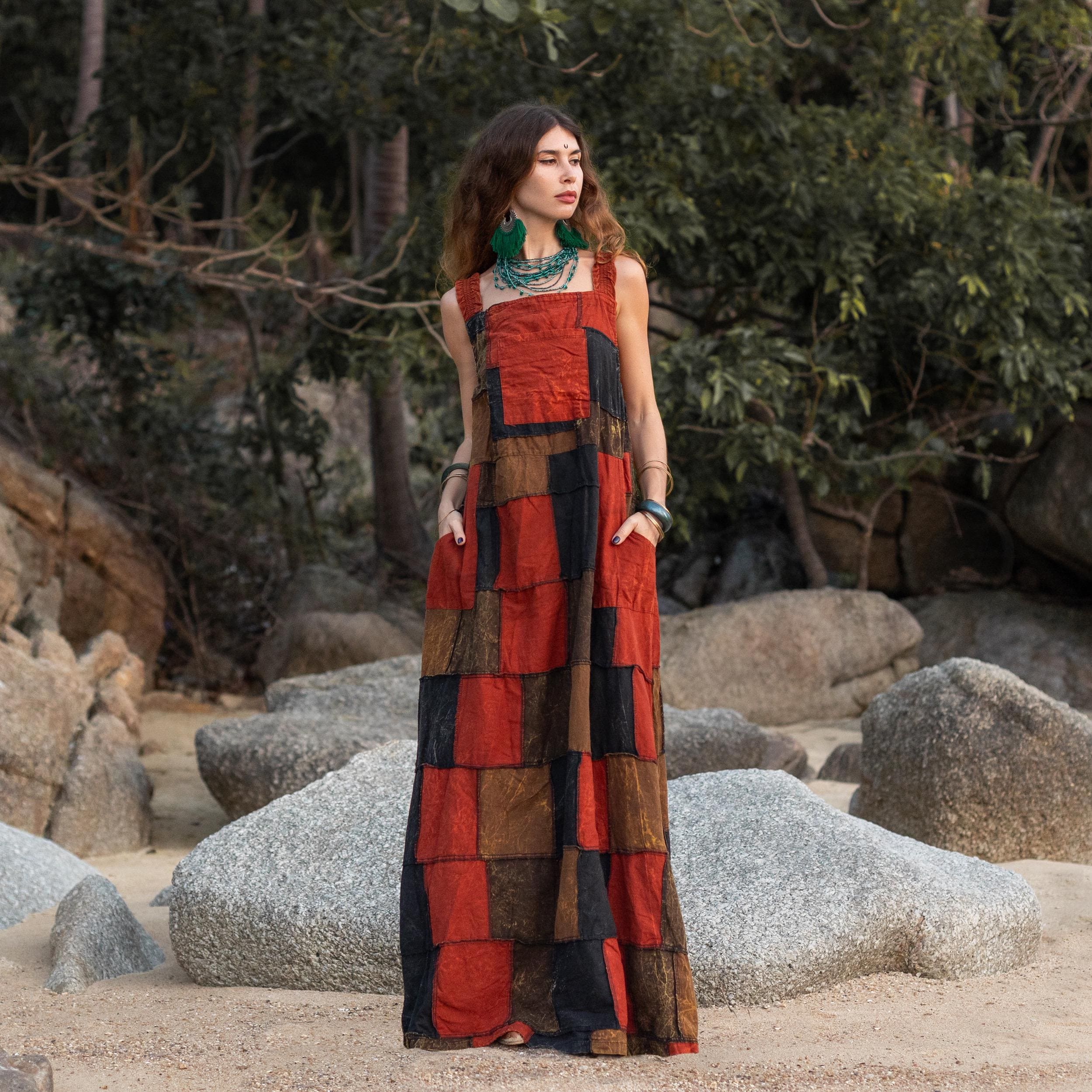 Patchwork Maxi Dress - Etsy