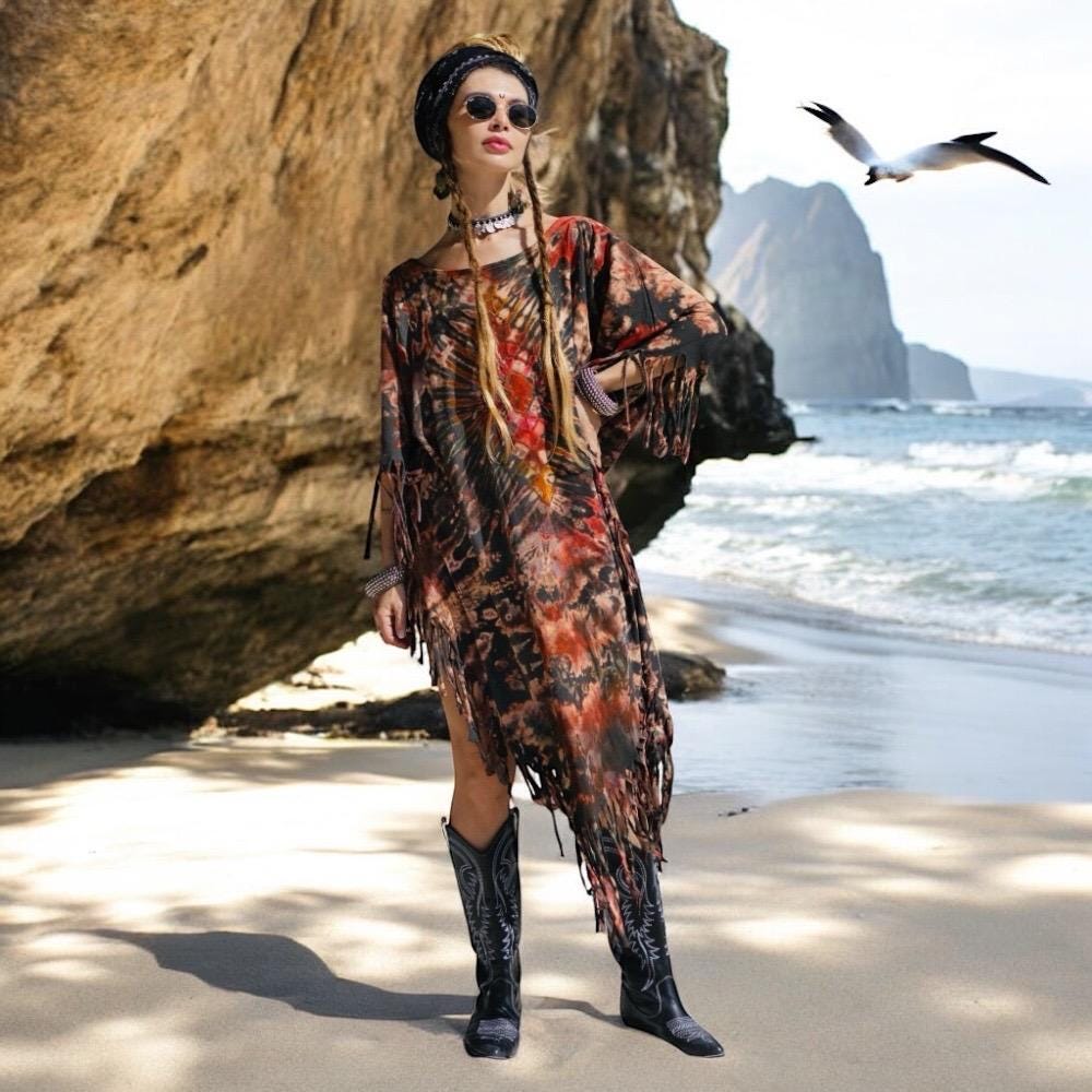 Caftano Mare Caftano Copricostume Copricostume Hippie Abito Boho