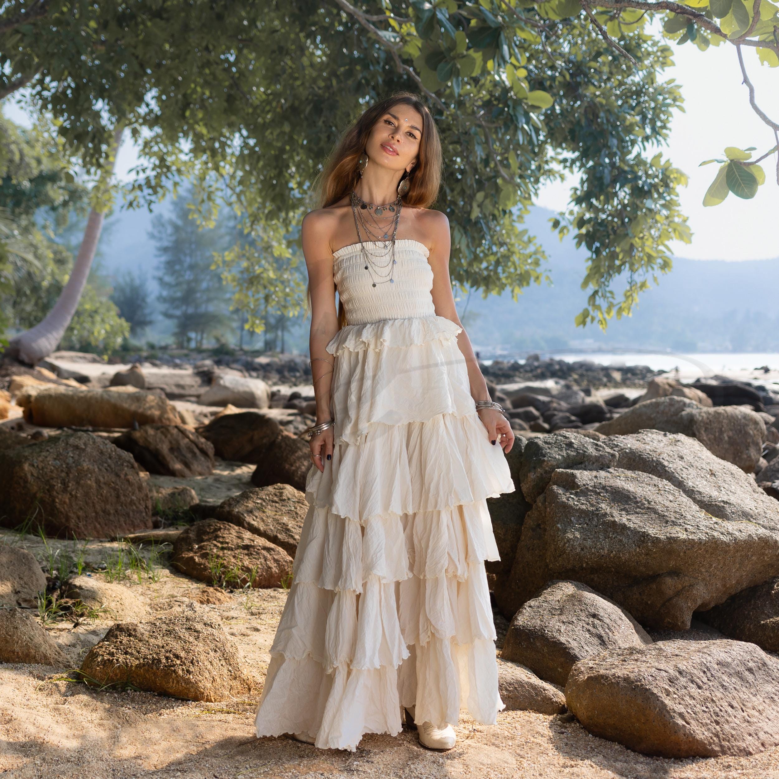 chinese dress ladies Mélisande white lace tiered maxi dress main image 1