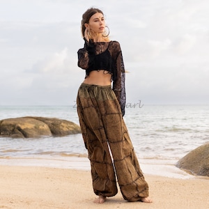 Chesa Patchwork Pants Straight Leg Boho Solid patchwork Festival Women Men S-3X One plus size Cotton special Gift summer beach spring fall