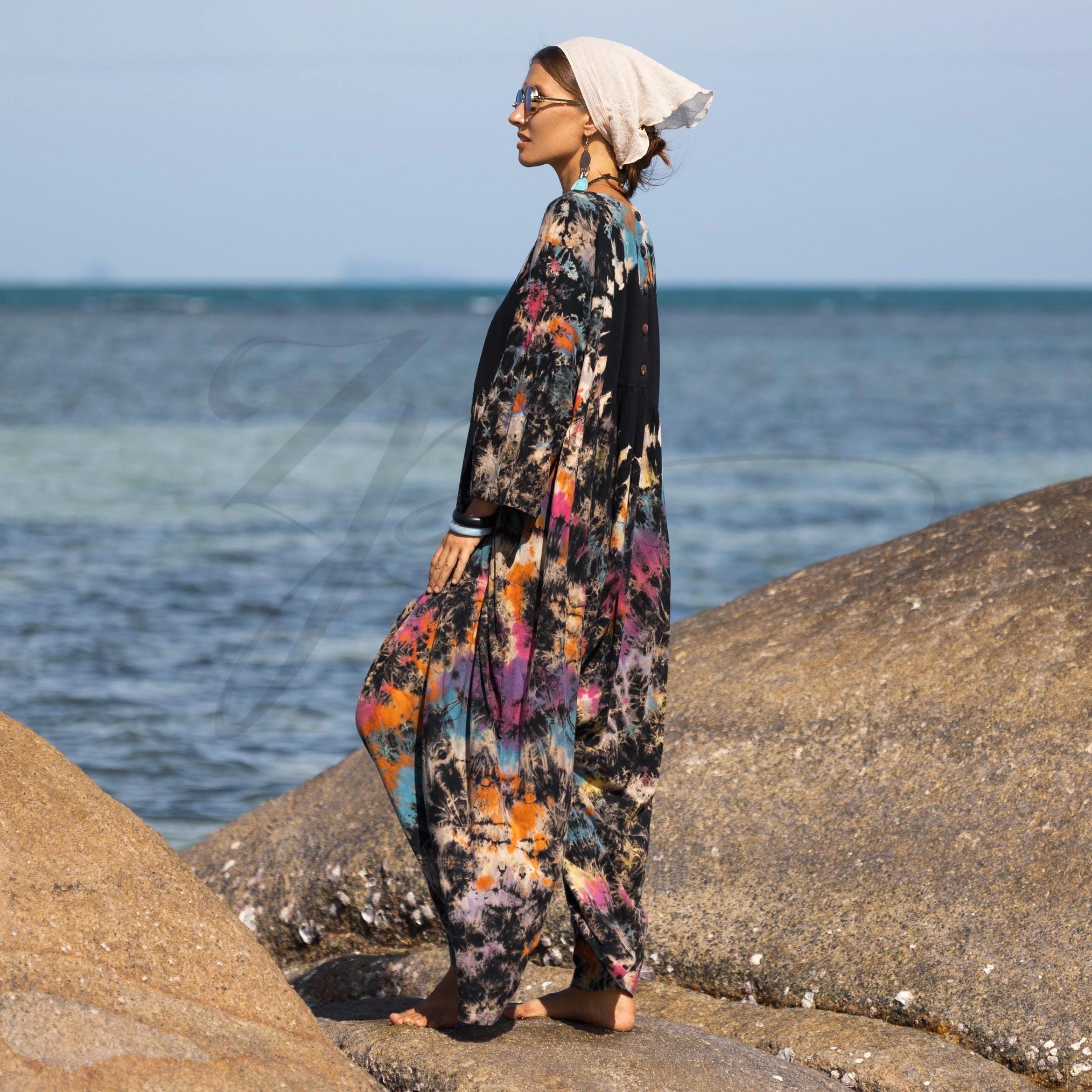 Clothing Tie Dye Boho Jumpsuit Plus Size Solar Swirl Plus Size Tie