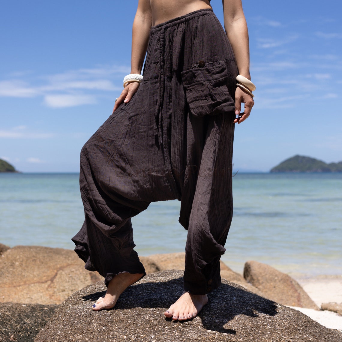 Handmade Raw Cotton Harem Pants: Boho Yoga Lounge Plus Size - Ira - Etsy