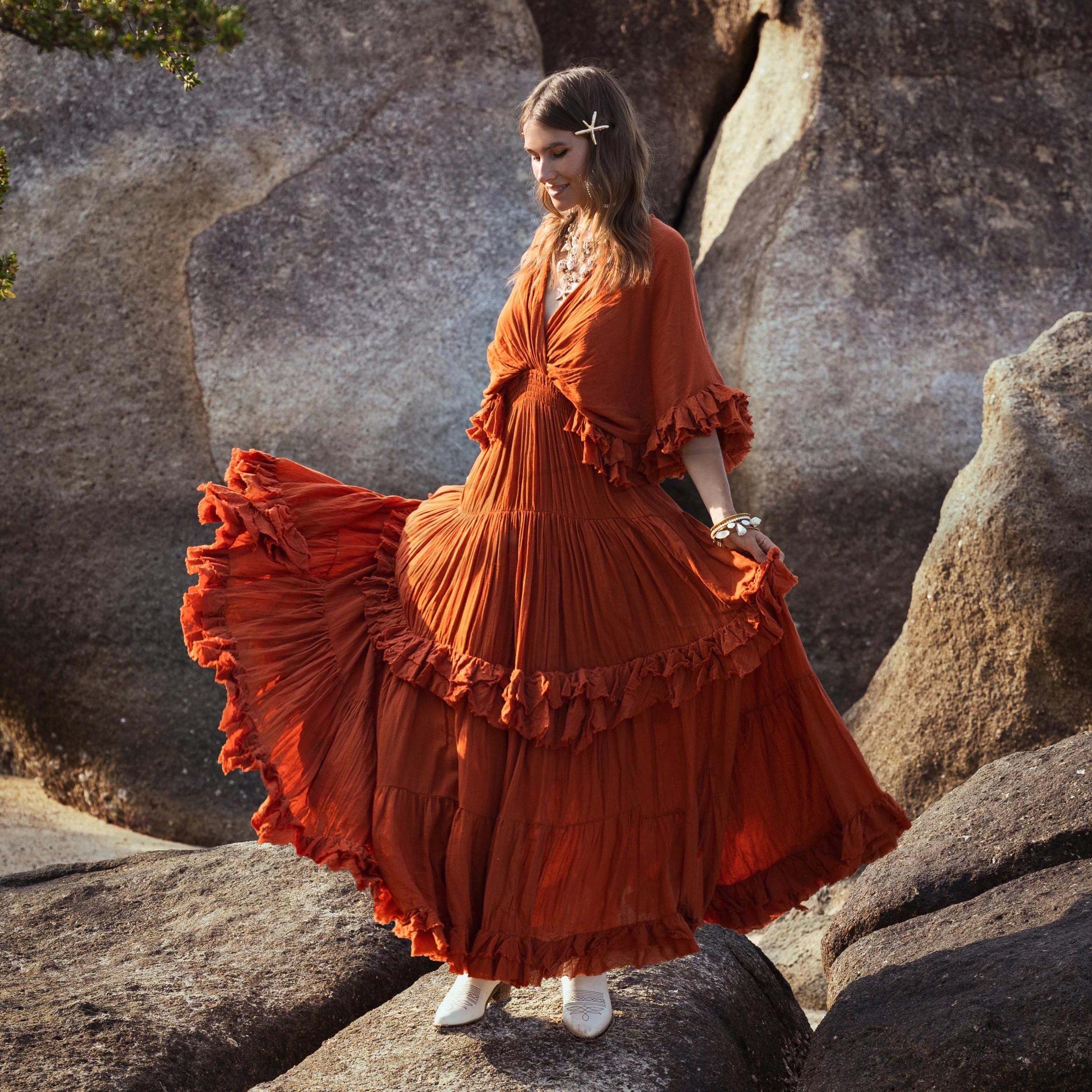 semi formal tea length dresses with sleeves Baltic Born Womens Colette Sweetheart Midi Dress | Terracotta main image 1