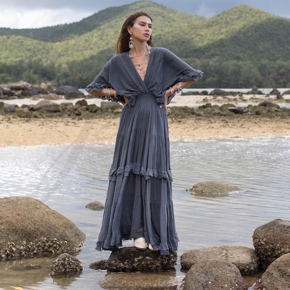 Plus Size Raw Cotton Wedding Dress: Ruffled Sleeves, Flowy A-Line - Beata