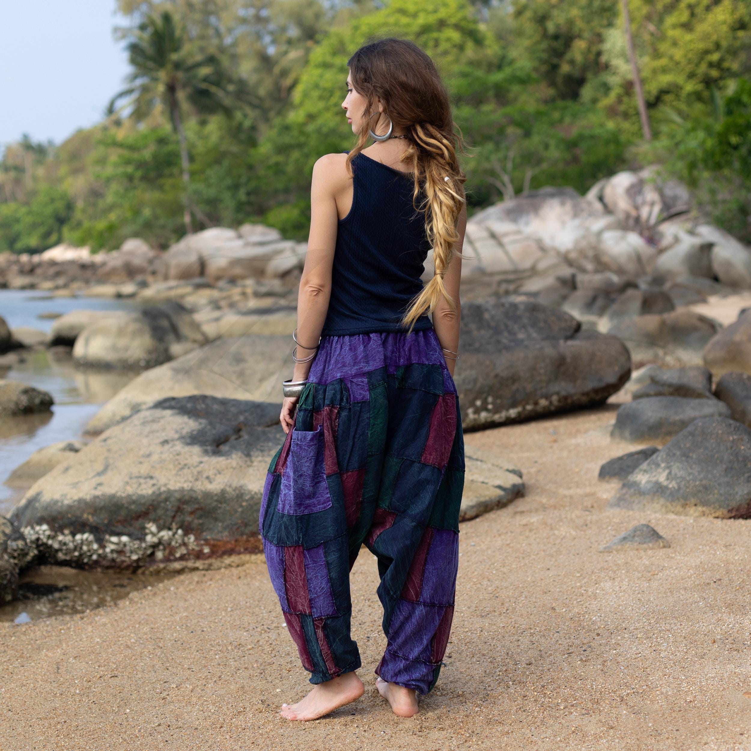 Plus Size Patchwork Harem Pants: Mystic Grove Boho Cotton Trousers