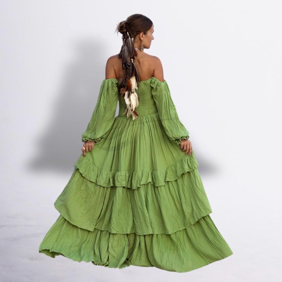 Bohemian Off Shoulder Dress | Ethereal Sage Green | Plus Size Rustic Maxi | Isabella Bohemian Off Shoulder Dress | Ethereal Sage Green | Plus Size Rustic Maxi | Isabella