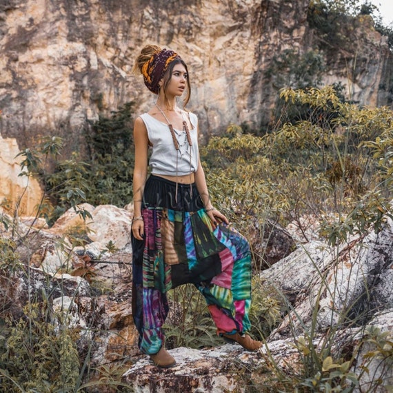 Spiritu Handmade Boho Long Harem Pants Tiedye Patchwork Festival Goa Pants Women Men XS 1X 2X One Plus Size Viscose Summer Fall Spring Etsy