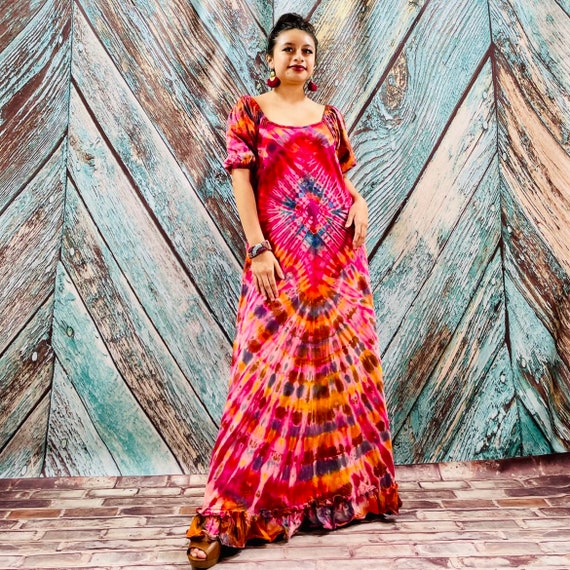 Cotton tie dye maxi dress hotsell