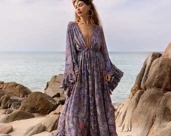 Cara Kimono- Silky Sophistication: A Boho-Chic Duster, Ideal for Parties, Lounging, and Beach Escapes, Perfect for Memorable Photoshoot!