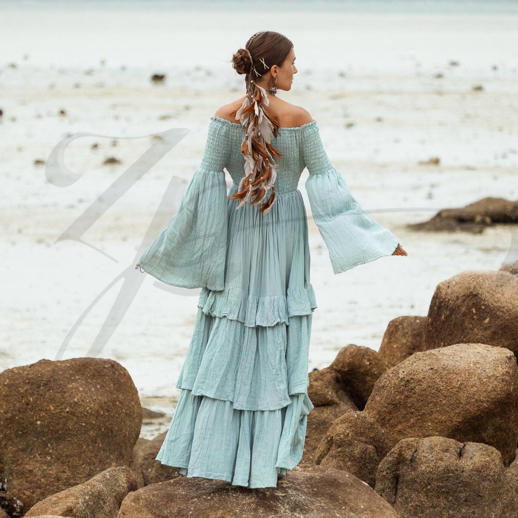 The Lucia | Seafoam Mist Cotton Gauze Maxi Dress - Etsy