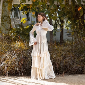 Celestial Romance: Lucia Off-Shoulder Boho Wedding Dress - An Exquisite Journey of Romance and Self-Expression - Inclusive Design for All