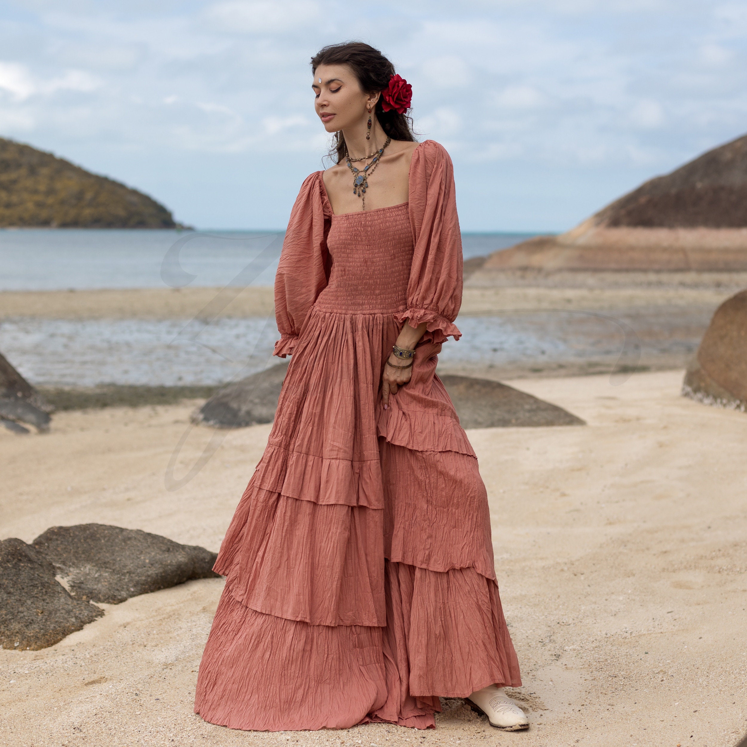 Boho Wedding Dress: Voile Cotton Tiered Gown, Plus Size Fashion - Isabella - Etsy Israel Boho Wedding Dress: Voile Cotton Tiered Gown, Plus Size Fashion - Isabella - Etsy Israel