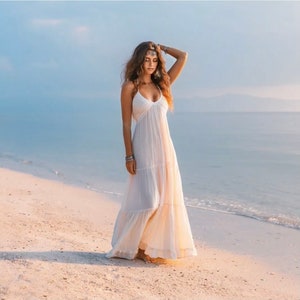 Natalie Bohemian Wedding Dress Boho Wedding Dress Bridal Gown Festival Gypsy Smock Maxi Dress Multiple Sizes