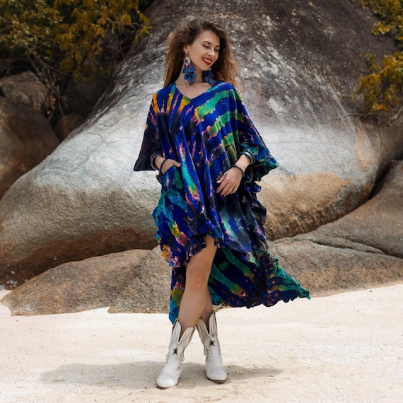 Caftano Copricostume Copricostume Hippie Abito Boho Taglie Forti