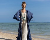 Handcrafted Cotton Kimono: Ruffled Boho Coverup, Plus Size Inclusive - Kara