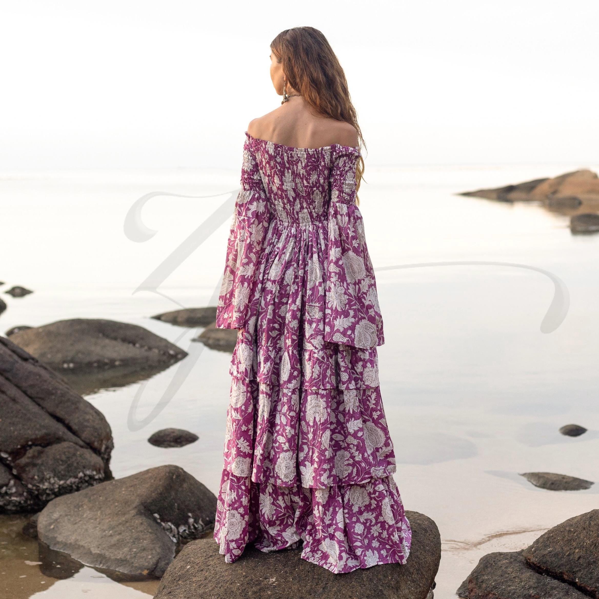 Plus Size Boho Maxi Dress: Wild Orchid Floral Cotton Gown - Lucia Plus Size Boho Maxi Dress: Wild Orchid Floral Cotton Gown - Lucia