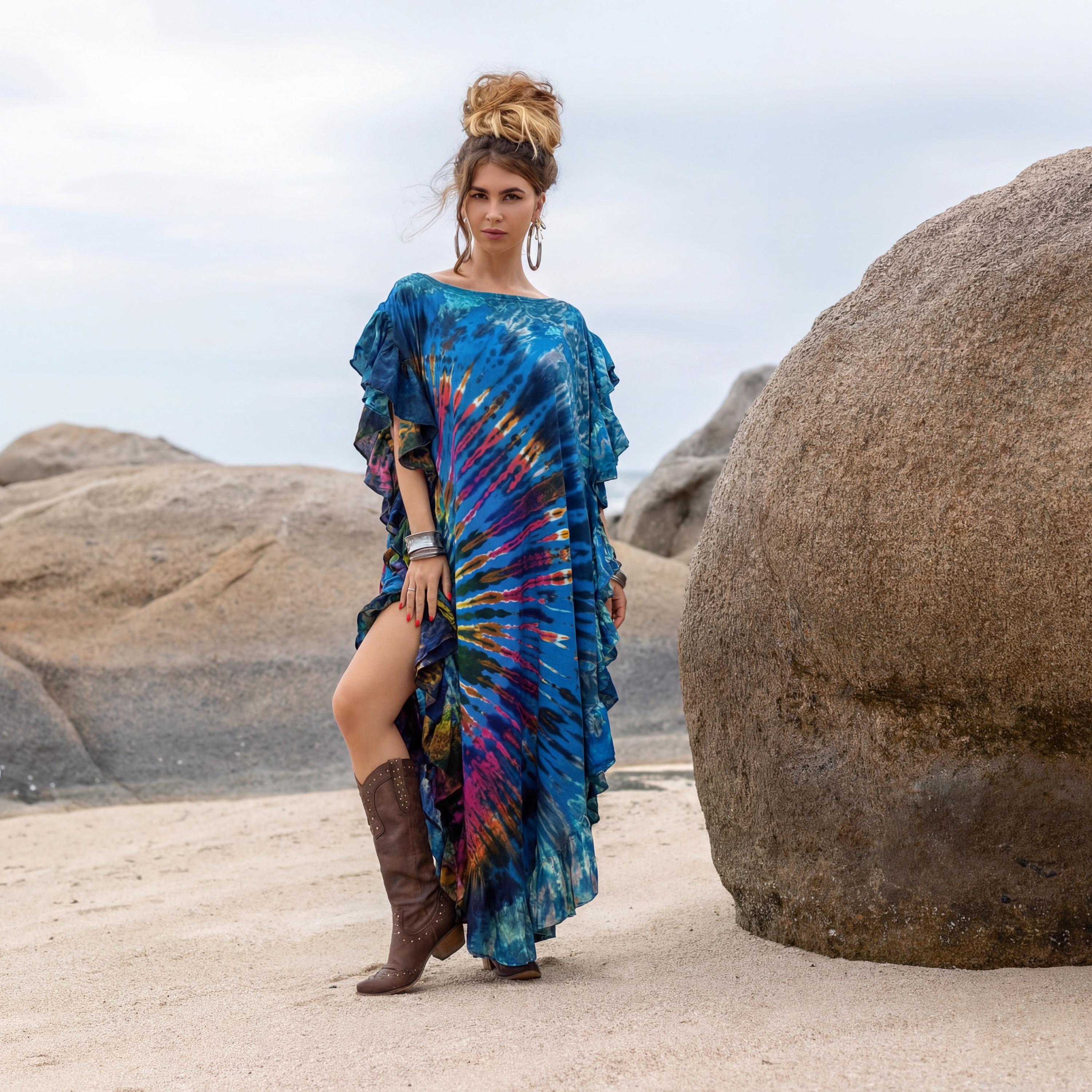 chinese dress ladies Ocean Life Pink Maxi Hawaiian Dress with Flattering Smock main image 1