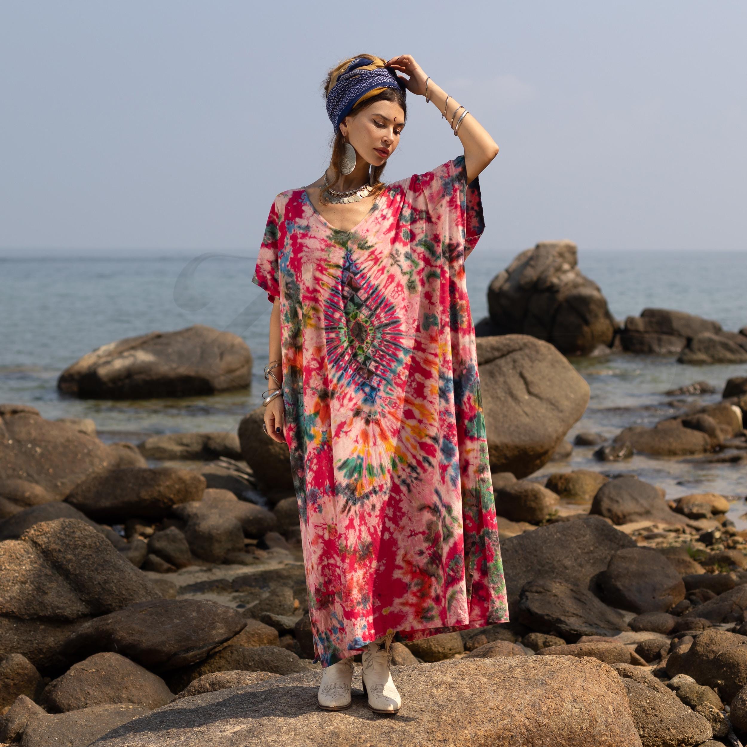 Phagun Tribal Africano Vestido Largo De Playa Bikini Mujer Beach Kaftan Vestido Largo-S-L