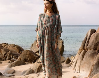 Ivie Silky Blend Kaftan Boho Resort Beach Luxury Lounge Soft Special Occasions Photoshoot House Robe Party Light Weight One Size