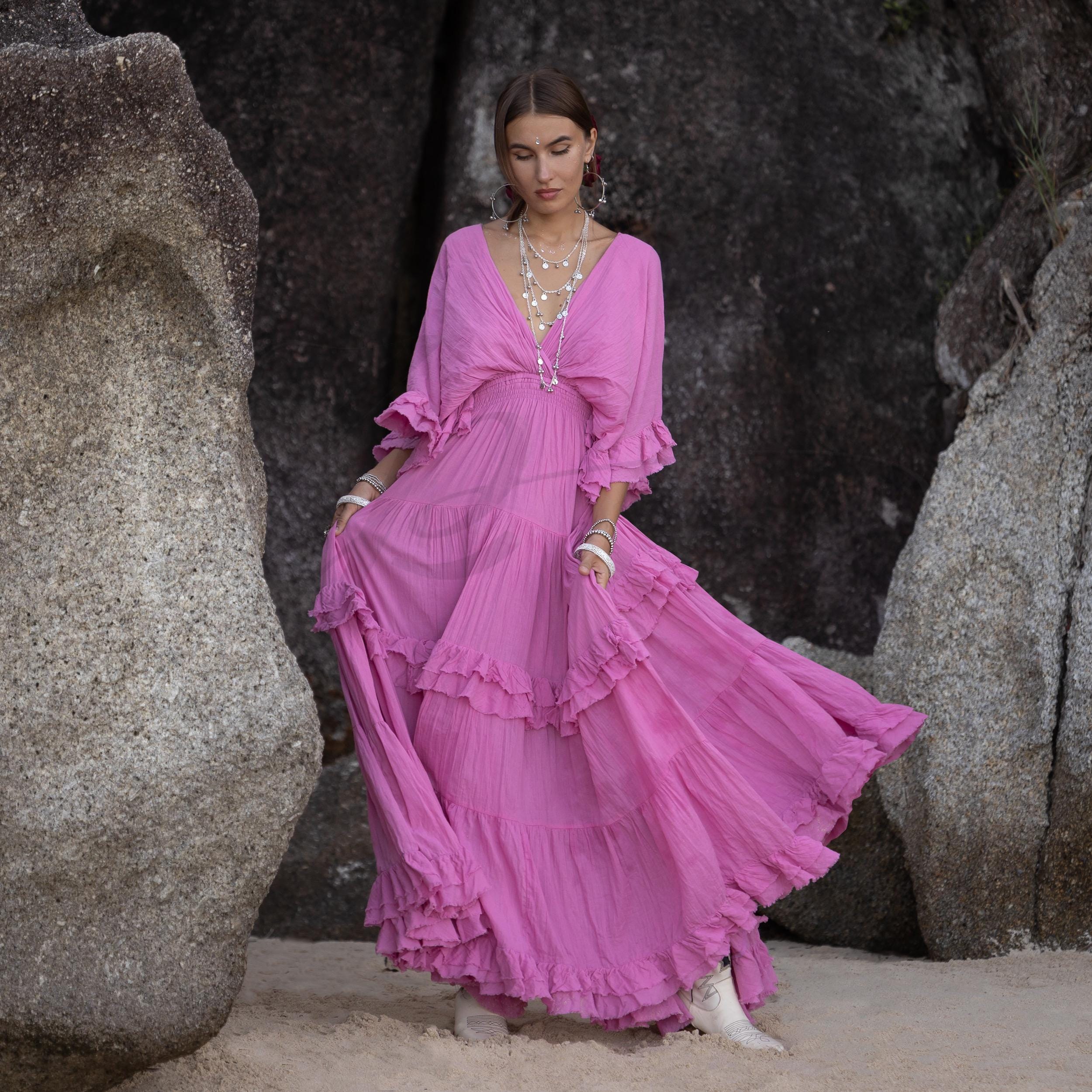 Buy Pink Flowy Dress Online In India - Etsy India