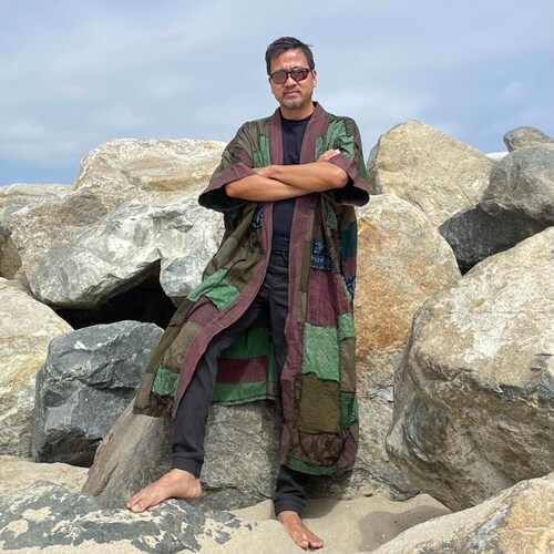 Enigma Handmade Men Tibetian Festival Nepalese Patchwork Kimono Duster One shops Size One Plus Size