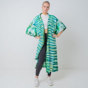 Handmade Cypress Tie Dye Kimono Duster: Cotton Beach Coverup - Cypress
