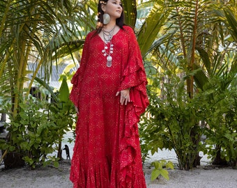 Wild Heart Boho Dress Festival Resort Beach Abaya Compromiso Maxi Kaftan Caftan Eventos especiales Talla única