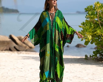 Harper Jade Seide Kimono Teal Voyage, Boho Duster Jacke Plus Größe ZinniaPearl