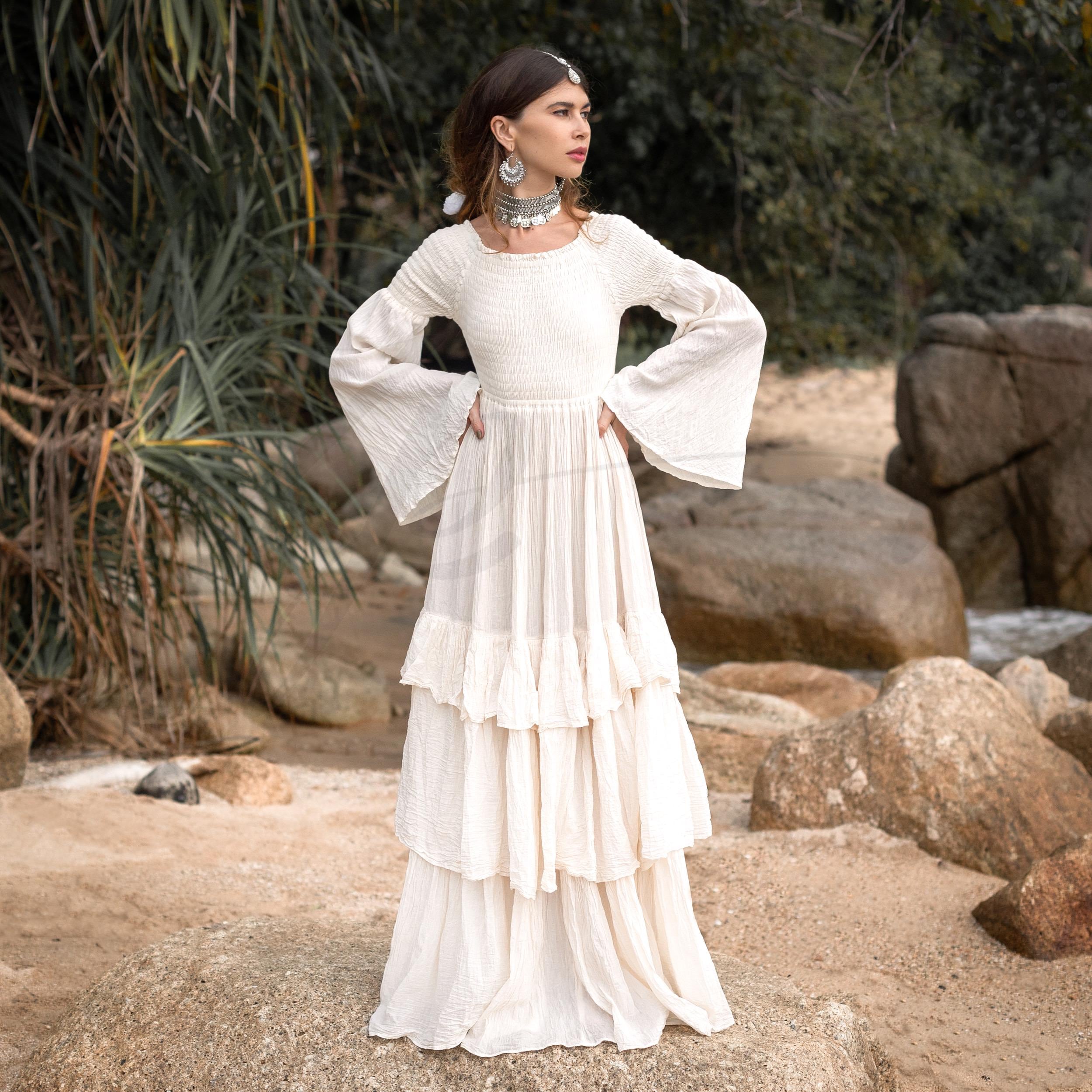 Boho Bell Sleeve Wedding Dress