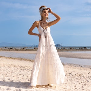 Savita Wedding Dress Boho Beach Engagement Bridal Gown Bohemian Festival Smock Maxi Dress Elegant Minimalist Classic