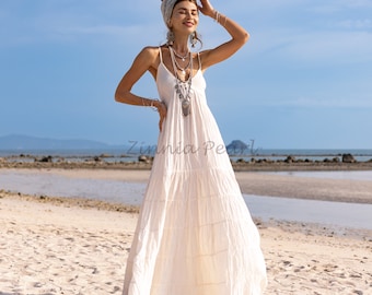 Embrace Your Boho Vibe in Savita: Handcrafted, Sleeveless Maxi Dress - Uniquely Yours at Zinnia Pearl, Where Elegance Meets Individuality