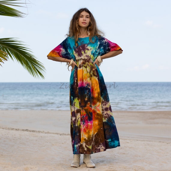 Abito Caftano Da Spiaggia In Stile Boho - Maxi Copricostume Fluido - Foto 5