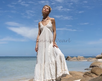 Boho Wedding Gown: 'Natalie' Cotton Smock Maxi Dress - Natalie